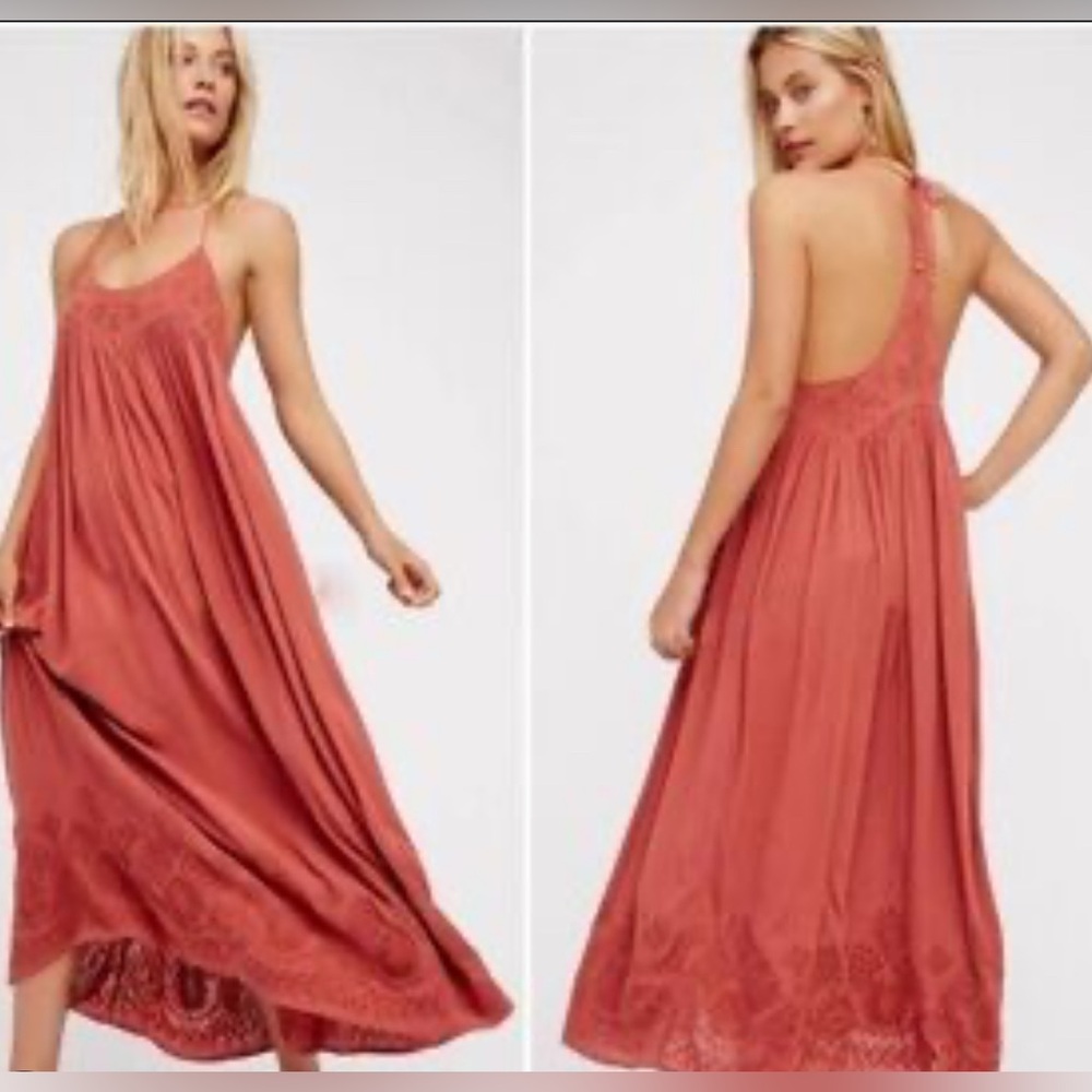 ⭐️Free People Embroidered Elaine Maxi Slip/Dress - Picture 2 of 10